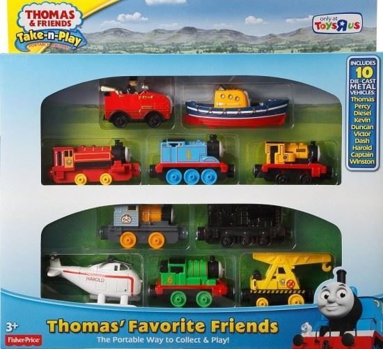 Een compleet pakket van 10 treintjes uren speel met jouw Thomas de Trein rails.