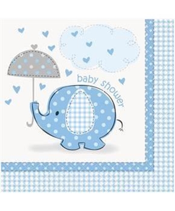 Afbeeldingen van Babyshower servetten Olifant Blauw