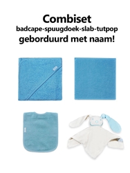 Afbeelding van Combipakket slab-spuugdoek-badcape-tutpop met naam