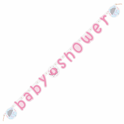 Afbeeldingen van Babyshower letterslinger olifant roze