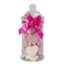 Afbeeldingen van Stopfles gevuld met reuze hartjes Roze/wit