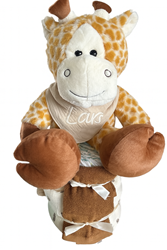 Afbeelding van Luxe luiertaart giraffe/bandana geborduurd met naam