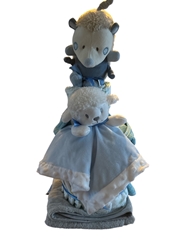 Afbeelding van Luiertaart Jongen – Blauwe Knuffelset & Pampers