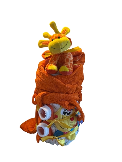 Afbeelding van Luiertaart – Oranje Giraffe Cadeauset