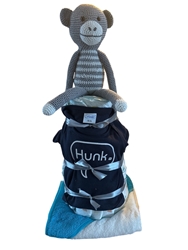 Afbeelding van Luiertaart – Aap Grijs/blauw Luxe Cadeauset