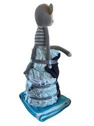 Afbeelding van Luiertaart – Aap Grijs/blauw Luxe Cadeauset