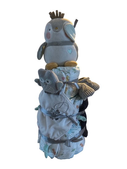 Afbeelding van Luiertaart – Uil Tiamo Luxe Cadeauset